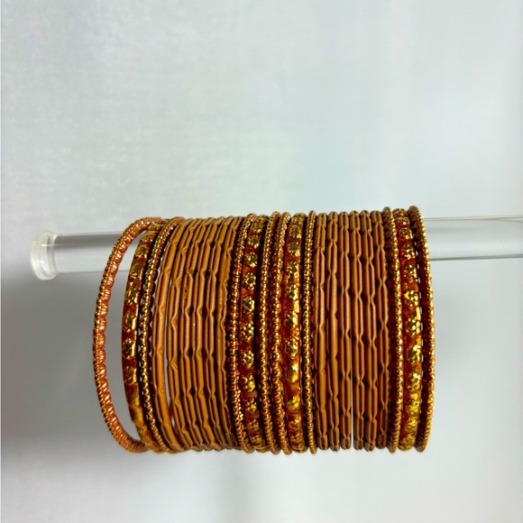 Desi Indian metal embellished bangles set - Indian/desi wedding jewelry - Picture 2 of 3